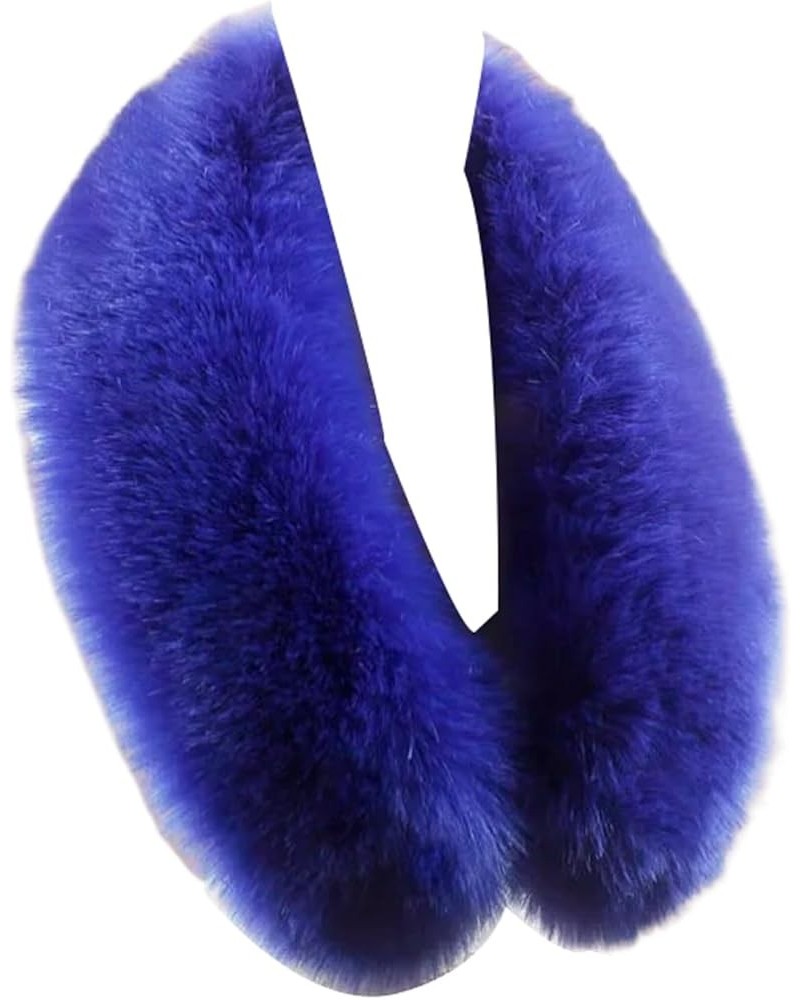 Faux Fur Collar Scarf for Women Men Black Fur Scarves Neck Warmer for Spring Fall Winter Jacket Royal Blue $9.44 Scarves