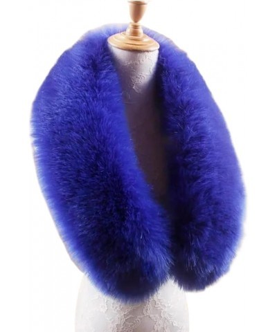 Faux Fur Collar Scarf for Women Men Black Fur Scarves Neck Warmer for Spring Fall Winter Jacket Royal Blue $9.44 Scarves