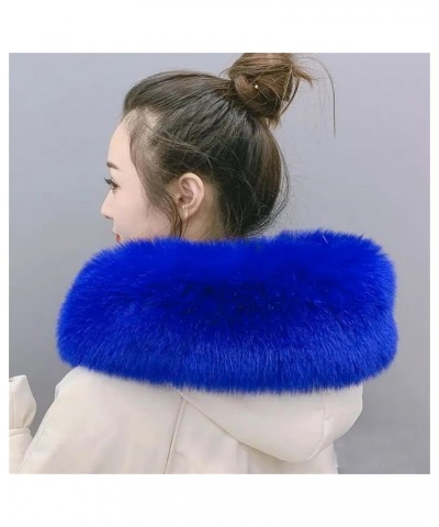 Faux Fur Collar Scarf for Women Men Black Fur Scarves Neck Warmer for Spring Fall Winter Jacket Royal Blue $9.44 Scarves