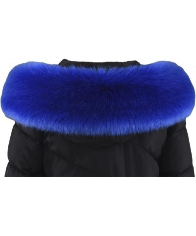 Faux Fur Collar Scarf for Women Men Black Fur Scarves Neck Warmer for Spring Fall Winter Jacket Royal Blue $9.44 Scarves