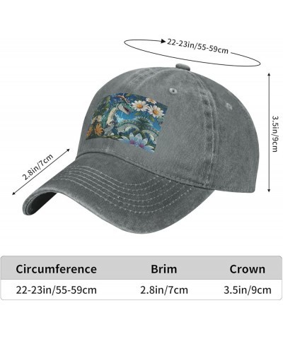 Cute Dinosaur Black Printed Unisex Denim Baseball Cap Adjustable Fitted Ball Hat Adult Casual Casquette Gray $9.23 Baseball Caps