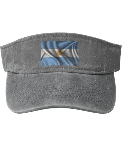 Silk Style Flag of Argentina Sun Visor Hats for Women Men Adjustable Sports Sun Hats Golf Cap Gray $12.32 Visors