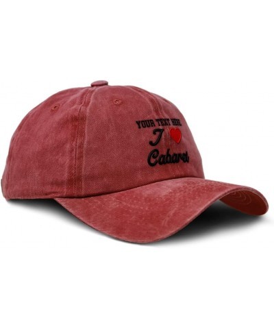 Custom Soft Washed Baseball Cap I (Love) Cabaret Red Heart Hobbies Lovers Cotton Red Personalized Text Here $12.88 Baseball Caps