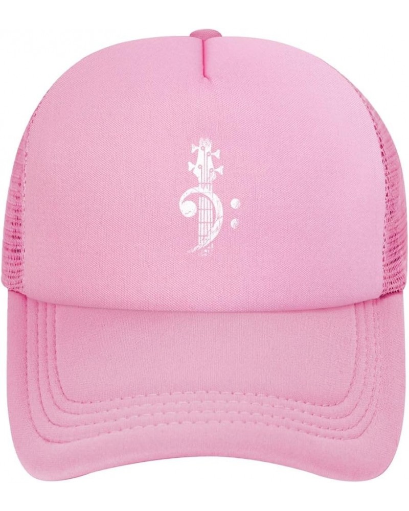 Bass Clef Headstock Bass Guitar Gift Hat Trucker Hat for Men Women Adjustable Baseball Hat Snapback Outdoor Golf Hat Pink $11...