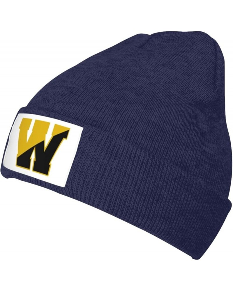 College of A Wooster Ribbed Knit Cap Beanie Hats for Men Women, Warm Cozy Knitted Cuffed Cap Navy Blue $8.25 Skullies & Beanies