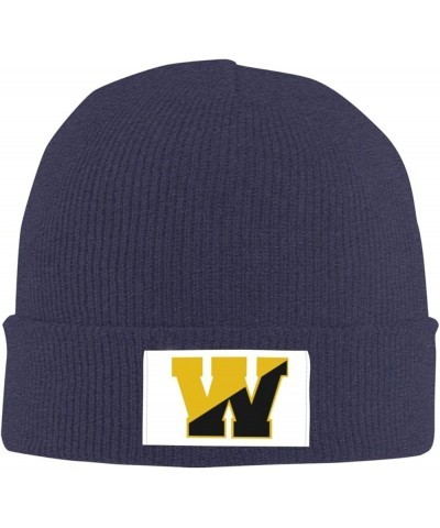 College of A Wooster Ribbed Knit Cap Beanie Hats for Men Women, Warm Cozy Knitted Cuffed Cap Navy Blue $8.25 Skullies & Beanies