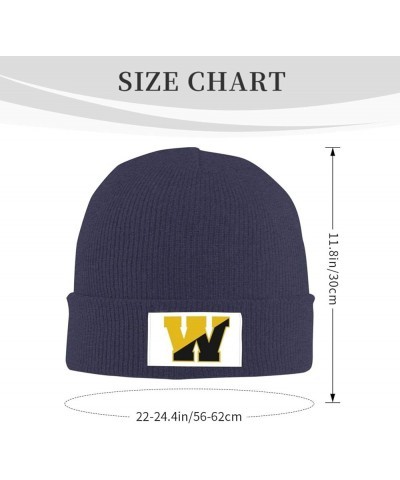 College of A Wooster Ribbed Knit Cap Beanie Hats for Men Women, Warm Cozy Knitted Cuffed Cap Navy Blue $8.25 Skullies & Beanies