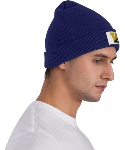 College of A Wooster Ribbed Knit Cap Beanie Hats for Men Women, Warm Cozy Knitted Cuffed Cap Navy Blue $8.25 Skullies & Beanies