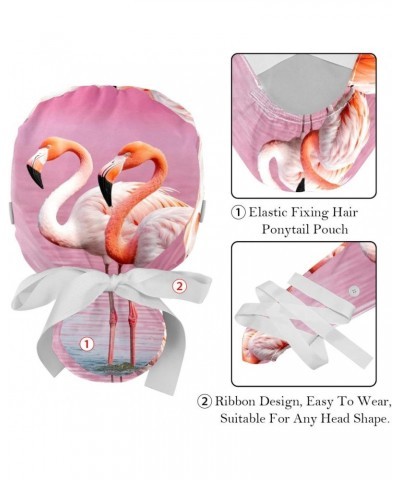 2-Pc Working Hat,Nursing Hat,Surgical Surgery Hats,Bouffant Tie Back Hats,Pink River Flamingo $12.91 Skullies & Beanies