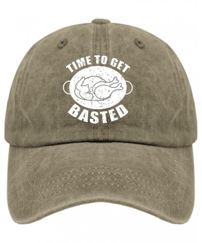 Time to Get Basted Baseball Cap Mens Trucker Hat Pigment Black Womens Bucket Hat Gifts for Women Baseball Cap Pigment Khaki $...