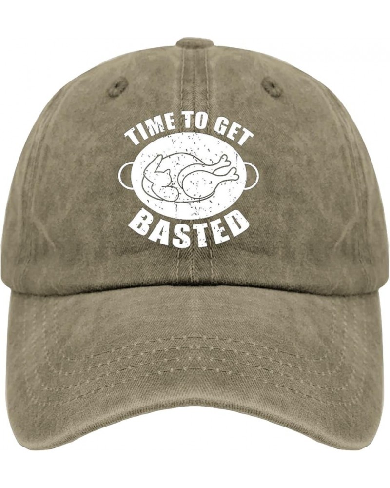 Time to Get Basted Baseball Cap Mens Trucker Hat Pigment Black Womens Bucket Hat Gifts for Women Baseball Cap Pigment Khaki $...