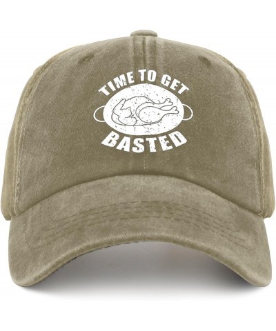 Time to Get Basted Baseball Cap Mens Trucker Hat Pigment Black Womens Bucket Hat Gifts for Women Baseball Cap Pigment Khaki $...