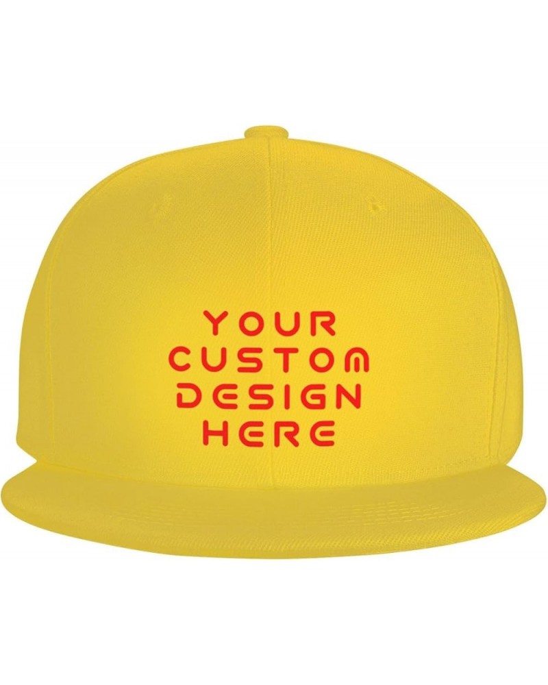 Custom Hat Design Your Own Text Name Image Photo Flat Bill Hats Yellow $7.77 Baseball Caps