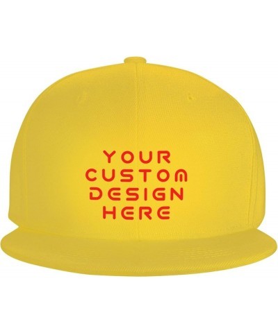 Custom Hat Design Your Own Text Name Image Photo Flat Bill Hats Yellow $7.77 Baseball Caps