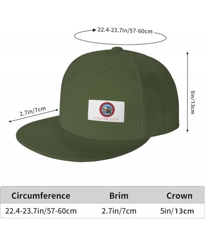 Official Flag of Culver City, Ca Snapback Hat Baseball Cap for Men Women Hip Hop Style Flat-Brimmed Hats Moss Green $13.13 Ba...