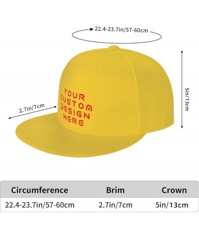 Custom Hat Design Your Own Text Name Image Photo Flat Bill Hats Yellow $7.77 Baseball Caps