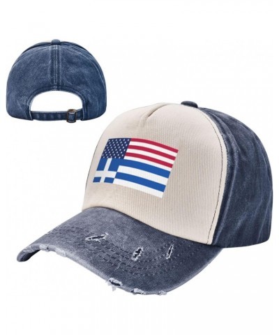 American Greece Greek Flag Upgrade Your Style with Funny Adjustable Cotton Baseball Caps for Men and Women Navy Blue $22.00 B...