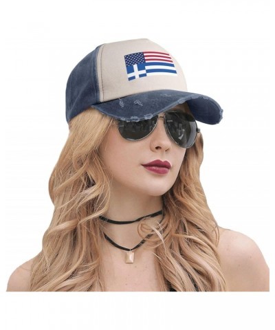 American Greece Greek Flag Upgrade Your Style with Funny Adjustable Cotton Baseball Caps for Men and Women Navy Blue $22.00 B...