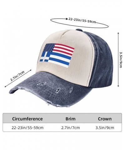 American Greece Greek Flag Upgrade Your Style with Funny Adjustable Cotton Baseball Caps for Men and Women Navy Blue $22.00 B...