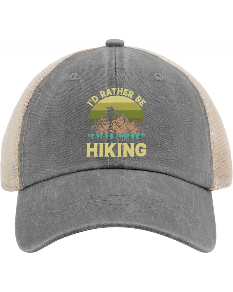 Id Rather Be Hiking Hat for Womens Baseball Cap Fashion Washed Running Hat Quick Dry Gray02 $9.90 Baseball Caps