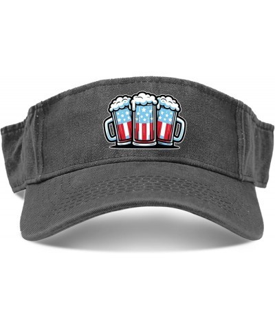 Beer American Flag Caps Sun Visor Hats for Adult Golf Hats with Designs Beach Caps Allblack $11.17 Sun Hats