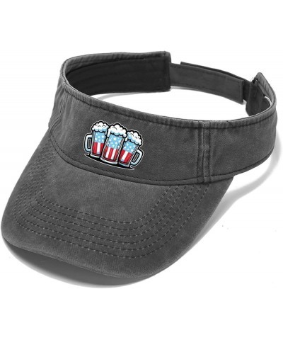 Beer American Flag Caps Sun Visor Hats for Adult Golf Hats with Designs Beach Caps Allblack $11.17 Sun Hats