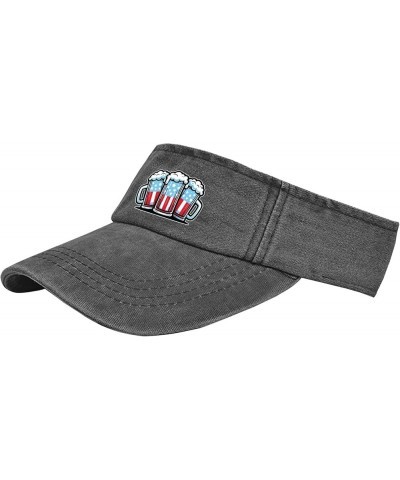 Beer American Flag Caps Sun Visor Hats for Adult Golf Hats with Designs Beach Caps Allblack $11.17 Sun Hats