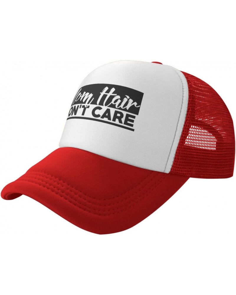 Mom Hair Don't Care Baseball Hats for Men Adjustable Gift for Women Trucker Cap Red $11.45 Baseball Caps