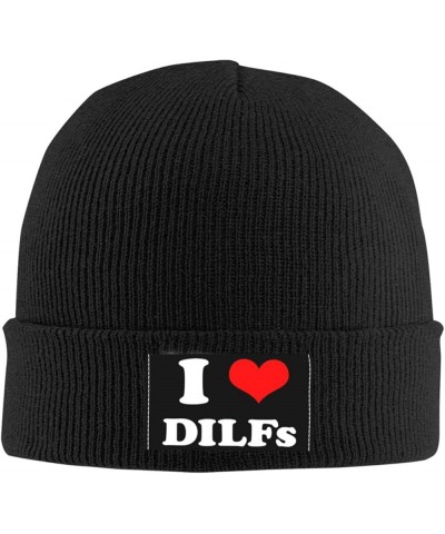 I Love Dilfs Beanie Hat Men Winter Knit Hat Women Slouchy Skull Cap Knitted Hat Sleep Caps Hedging Hat Black Black $9.96 Skul...