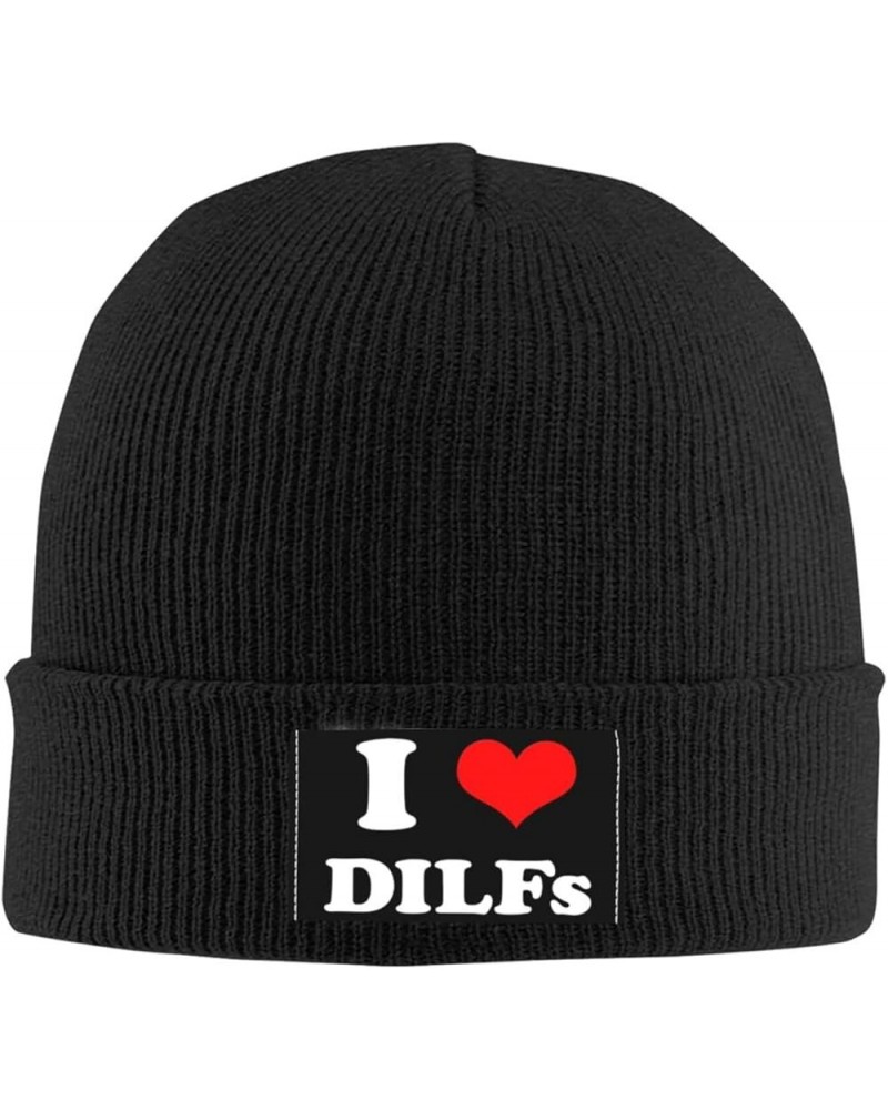 I Love Dilfs Beanie Hat Men Winter Knit Hat Women Slouchy Skull Cap Knitted Hat Sleep Caps Hedging Hat Black Black $9.96 Skul...