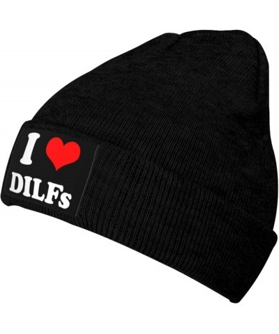 I Love Dilfs Beanie Hat Men Winter Knit Hat Women Slouchy Skull Cap Knitted Hat Sleep Caps Hedging Hat Black Black $9.96 Skul...