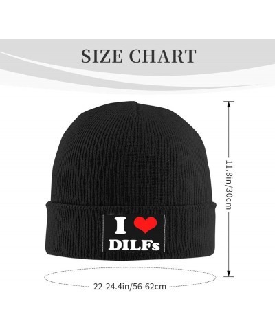 I Love Dilfs Beanie Hat Men Winter Knit Hat Women Slouchy Skull Cap Knitted Hat Sleep Caps Hedging Hat Black Black $9.96 Skul...