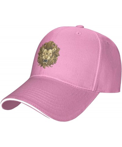 Lion Head Baseball Cap for Men Women Adjustable Funny Dad Hat Pink $10.61 Baseball Caps