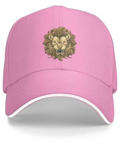 Lion Head Baseball Cap for Men Women Adjustable Funny Dad Hat Pink $10.61 Baseball Caps