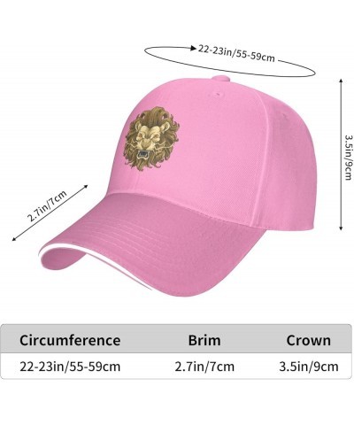 Lion Head Baseball Cap for Men Women Adjustable Funny Dad Hat Pink $10.61 Baseball Caps