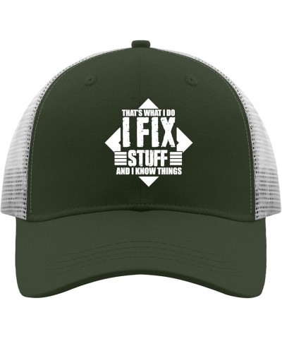 Thats What I Do I Fix Stuff and I Know Things Trucker Hat Custom Baseball Cap Apricot Trucker Hats Women Gifts for Army Green...