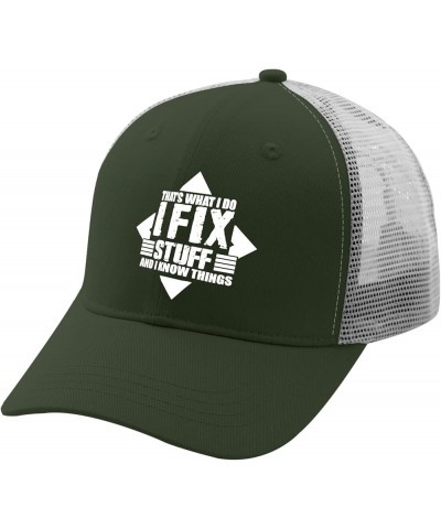 Thats What I Do I Fix Stuff and I Know Things Trucker Hat Custom Baseball Cap Apricot Trucker Hats Women Gifts for Army Green...