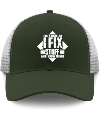 Thats What I Do I Fix Stuff and I Know Things Trucker Hat Custom Baseball Cap Apricot Trucker Hats Women Gifts for Army Green...