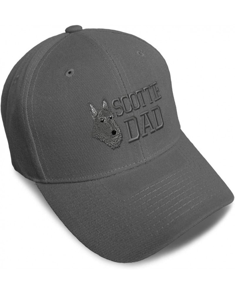 Custom Baseball Cap Scottish Terrier Scottie Dad Embroidery Strap Closure Dark Grey Design Only $13.23 Baseball Caps