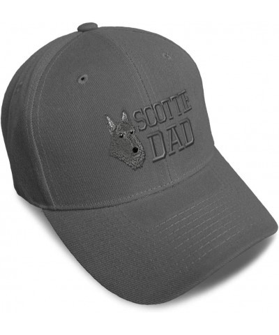 Custom Baseball Cap Scottish Terrier Scottie Dad Embroidery Strap Closure Dark Grey Design Only $13.23 Baseball Caps