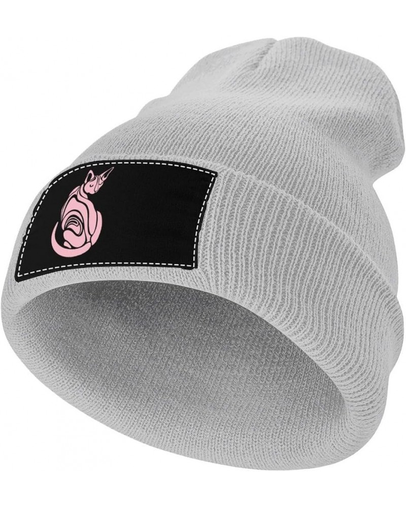 Sphynx Cats Knit Hat Warm Beanie Cap Cuffed Soft Skull Cap Winter Hats for Men and Women Light Gray-style $9.94 Skullies & Be...