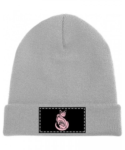 Sphynx Cats Knit Hat Warm Beanie Cap Cuffed Soft Skull Cap Winter Hats for Men and Women Light Gray-style $9.94 Skullies & Be...