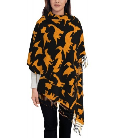 Cute Dinosaur Chicken Nuggets Tassel Scarf Wraps Fashion Fringed Scarves Classic Winter Warm Shawl Scarf Gifts $15.92 Scarves