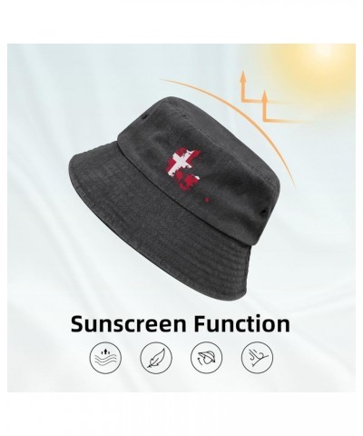 Flag Map of Denmark Bucket Hat for Women Men Summer Travel Sun Hat Outdoor Cap Funny Bucket Hats Black $13.48 Bucket Hats