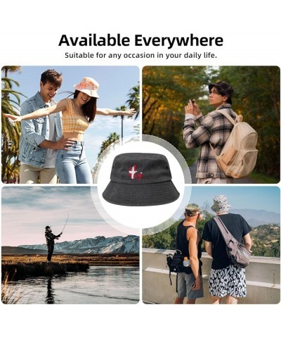 Flag Map of Denmark Bucket Hat for Women Men Summer Travel Sun Hat Outdoor Cap Funny Bucket Hats Black $13.48 Bucket Hats