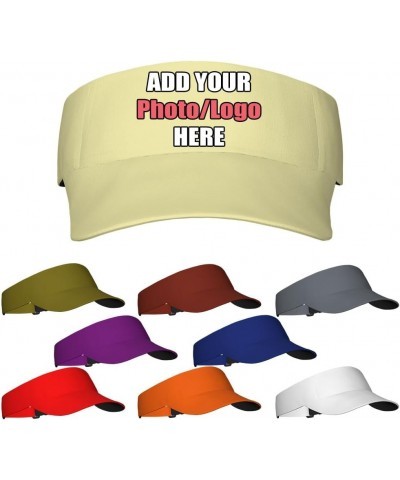 Custom Visor Hat for Men Women, Personalized Adjustable Visor Cap with Your Own Photo Name Logo Palegoldenrod $10.79 Visors