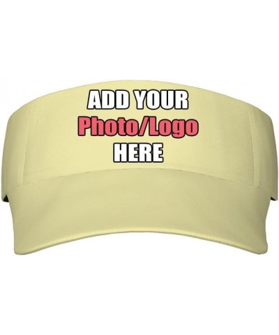 Custom Visor Hat for Men Women, Personalized Adjustable Visor Cap with Your Own Photo Name Logo Palegoldenrod $10.79 Visors