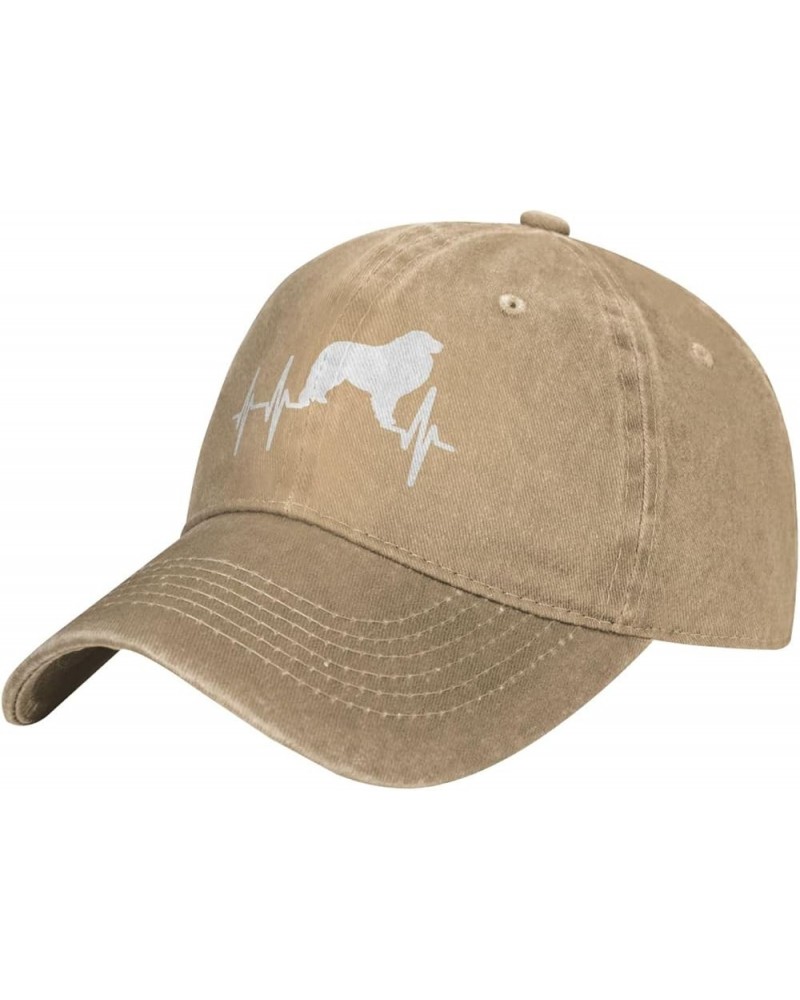 Great Pyrenees Heartbeat Baseball Cap Adjustable for Men Women Vintage Wash Baseball Cap Black Natural $12.90 Cowboy Hats