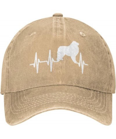 Great Pyrenees Heartbeat Baseball Cap Adjustable for Men Women Vintage Wash Baseball Cap Black Natural $12.90 Cowboy Hats