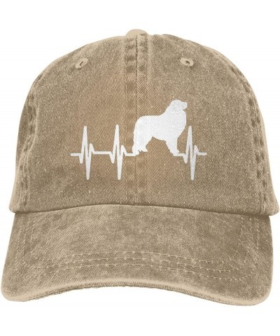 Great Pyrenees Heartbeat Baseball Cap Adjustable for Men Women Vintage Wash Baseball Cap Black Natural $12.90 Cowboy Hats